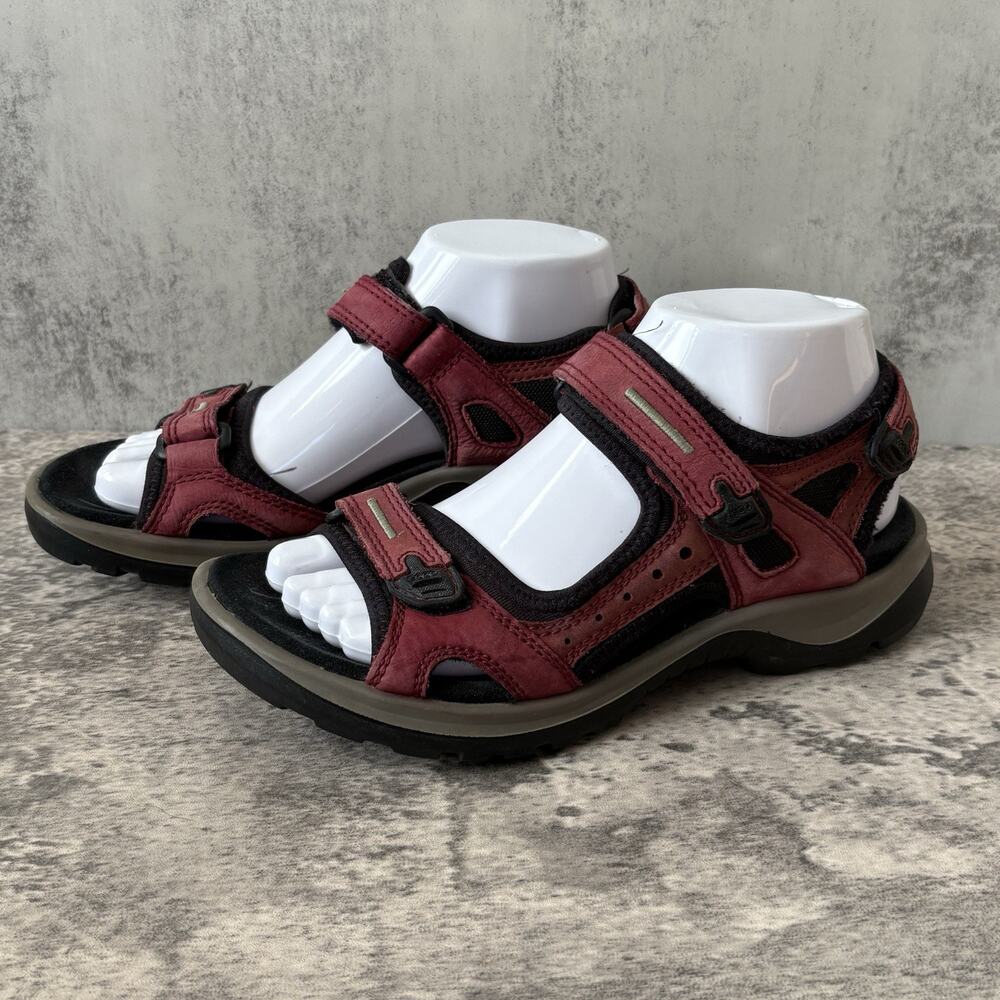 Ecco Yucatan Sandals Womens Size 38 EU Burgundy Black Receptor Hiking Outdoor